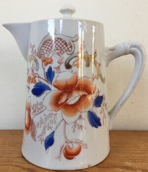 Vtg Antique Victoria Czechoslovakia Porcelain Floral Tea Chocolate Pot 6.75"
